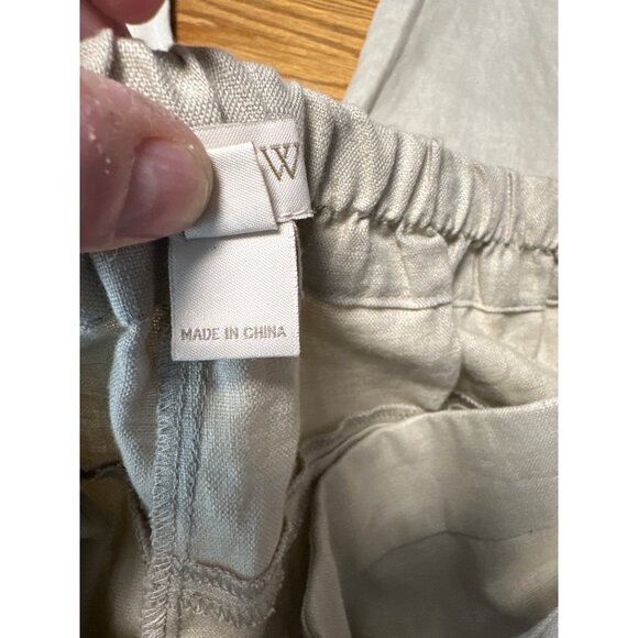 J. Crew Womens Beige Linen-Blend With Elastic Waist & Tie Belt Ankle Pants Sz 12 - Picture 6 of 10